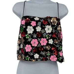 Evolutionary Y2K Floral Sequin Crop Top Sz XL New Party Clubcore Coquette